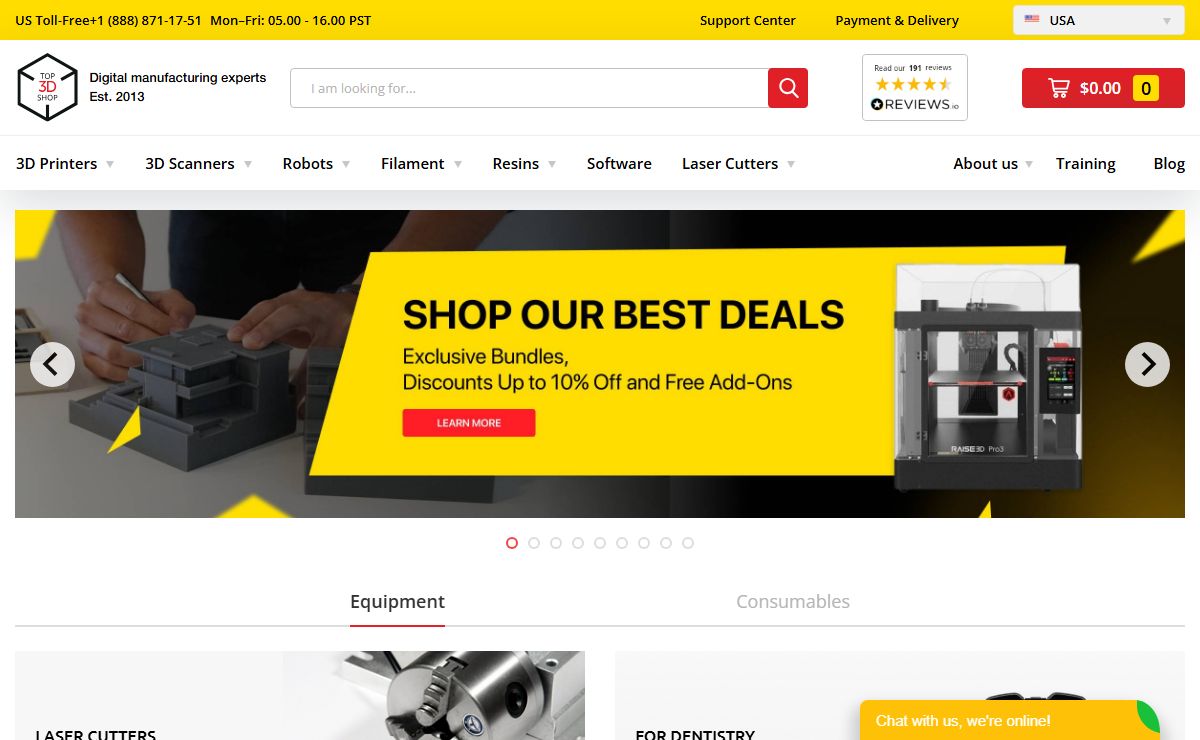 Digital Manufacturing Integrator and Store Top 3D Shop. 3D Printers, 3D Scanners, CNC Machines, Robots and Custom solutions