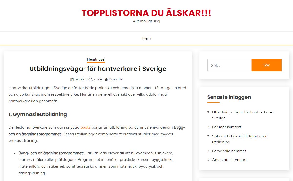 Topplistorna du ÄLSKAR!!! - Allt möjligt skoj