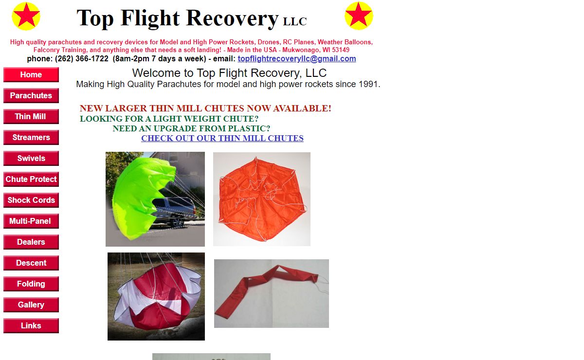 Top Flight Recovery - Rocket Parachutes