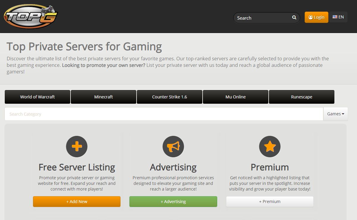 Top Private Servers - Best Gaming Servers | TopG