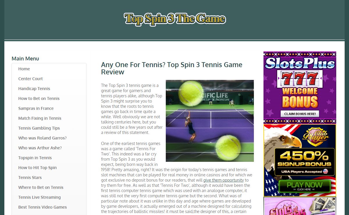 Top Spin 3 Tennis Game - Where Did It All Start?
