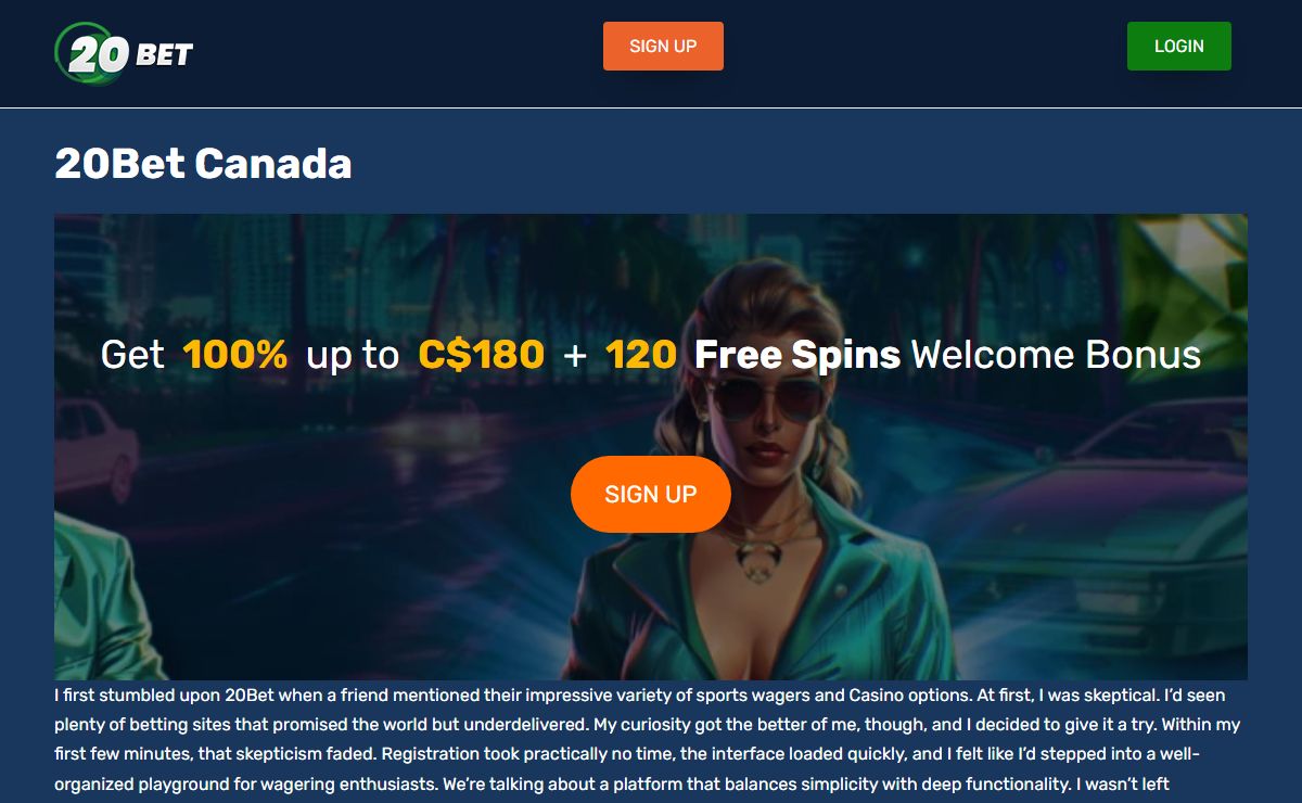 20Bet Sports Betting and Casino for Canadian Players | $100 Welcome Bonus