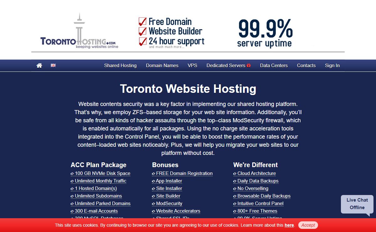 Toronto Web Hosting - Shared Website Hosting