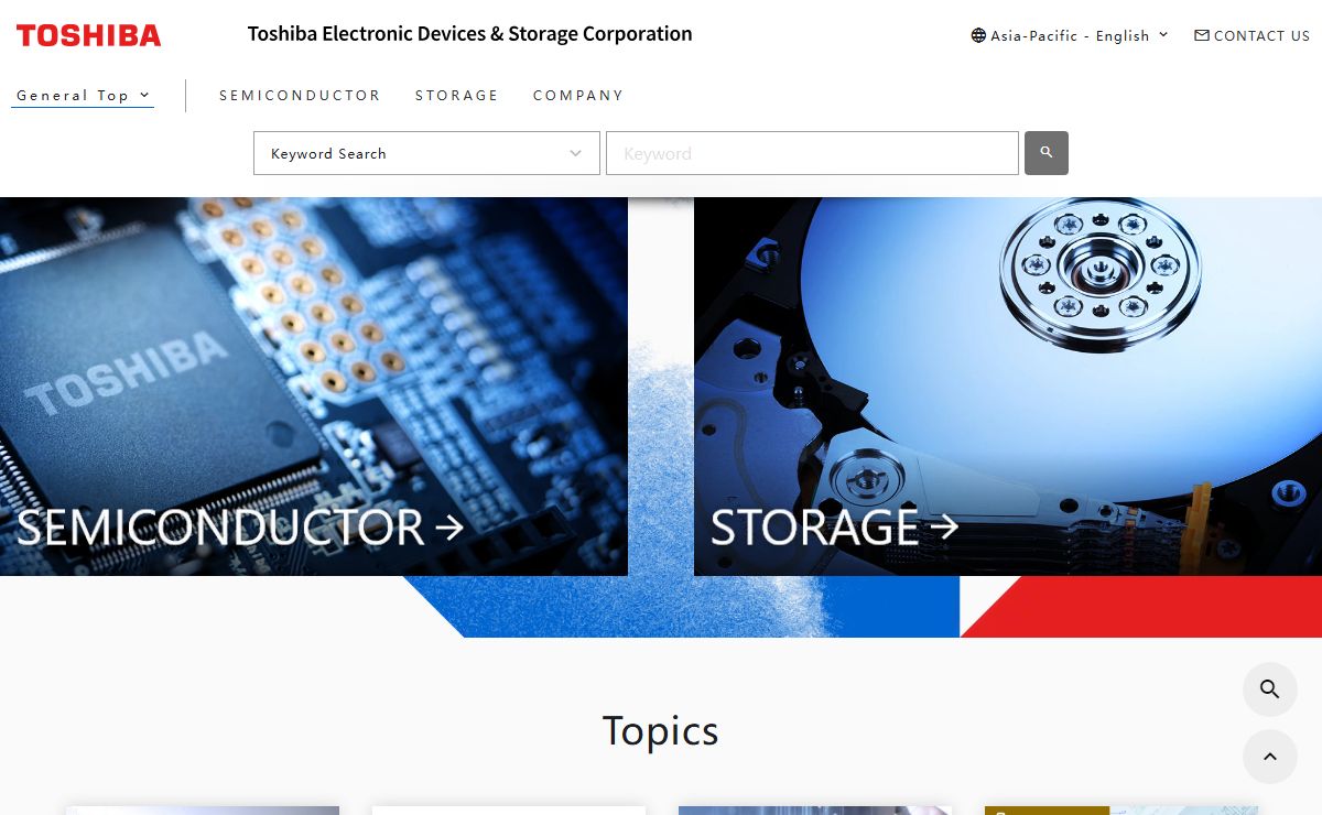 Top Page | Toshiba Electronic Devices & Storage Corporation | Asia-English