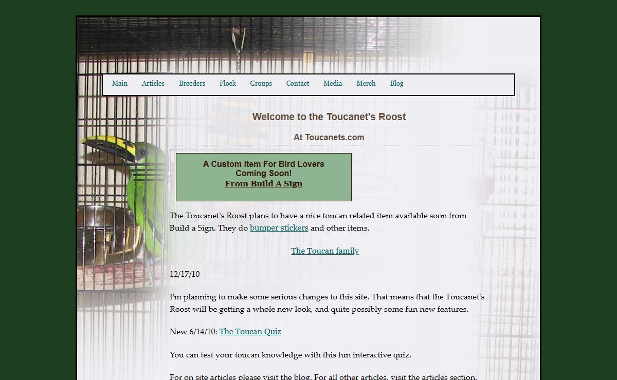 The Toucanet's Roost: a site dedicated to toucans and other birds.