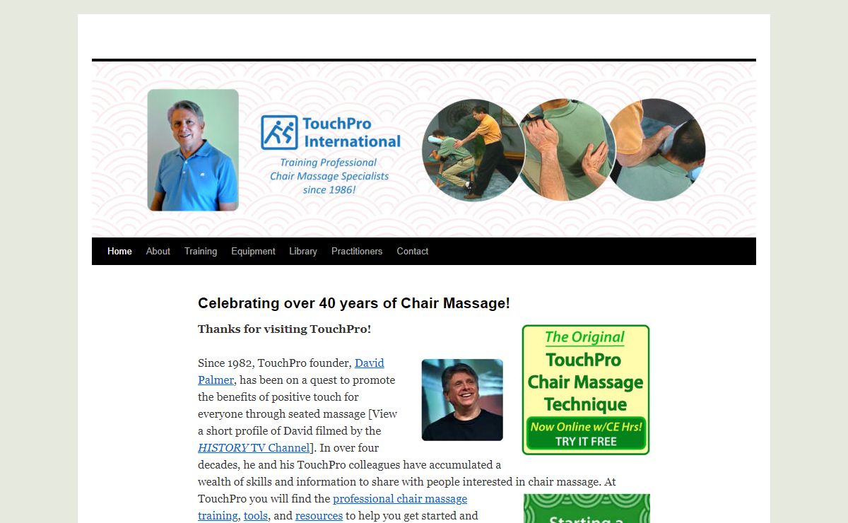TouchPro Professional Chair Massage Online Training, Resources and CE