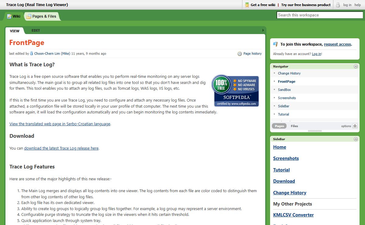 Trace Log (Real Time Log Viewer) / FrontPage