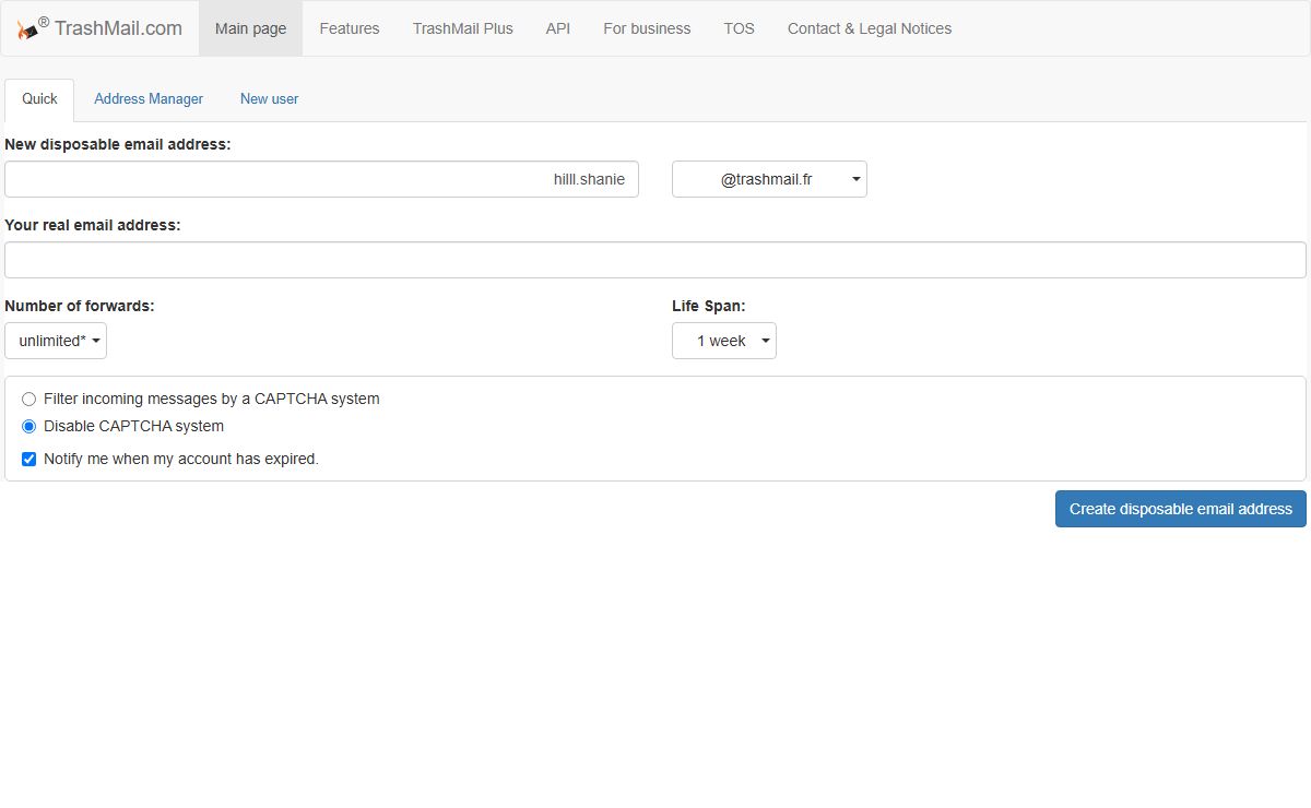 TrashMail - Disposable email addresses