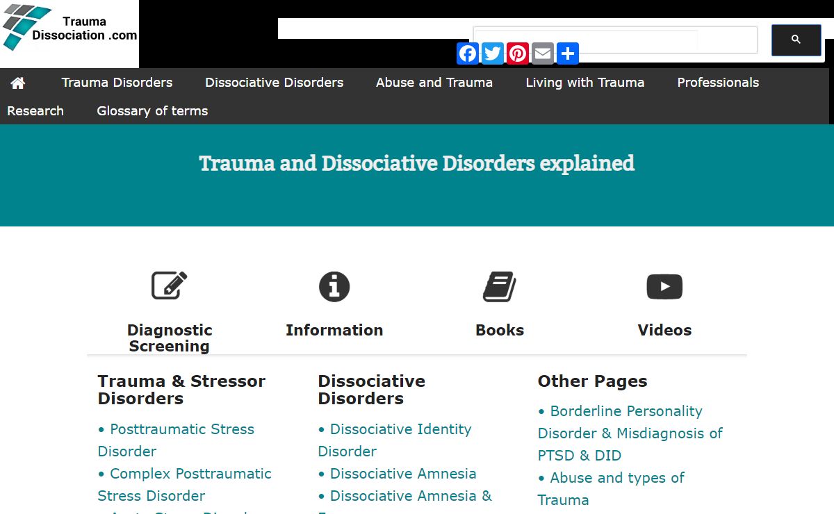 Trauma and Dissociation information - Posttraumatic Stress Disorder, Dissociative Identity Disorder, and trauma information