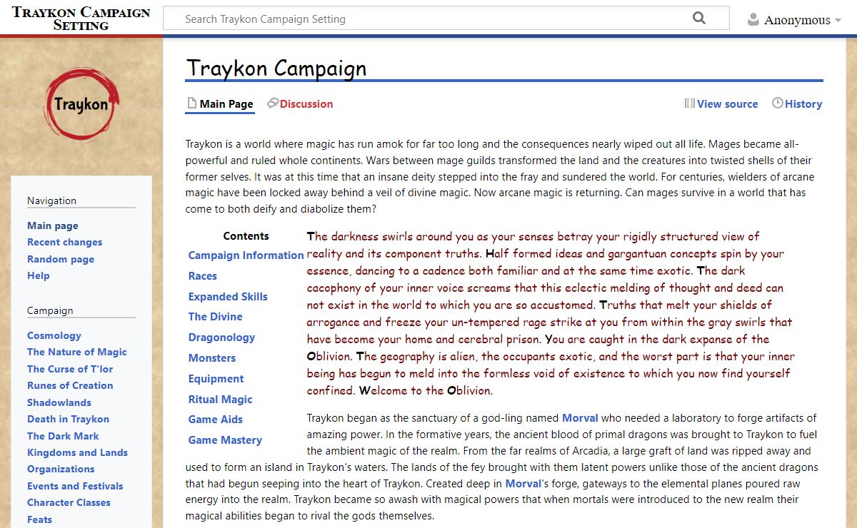 Traykon Campaign Setting