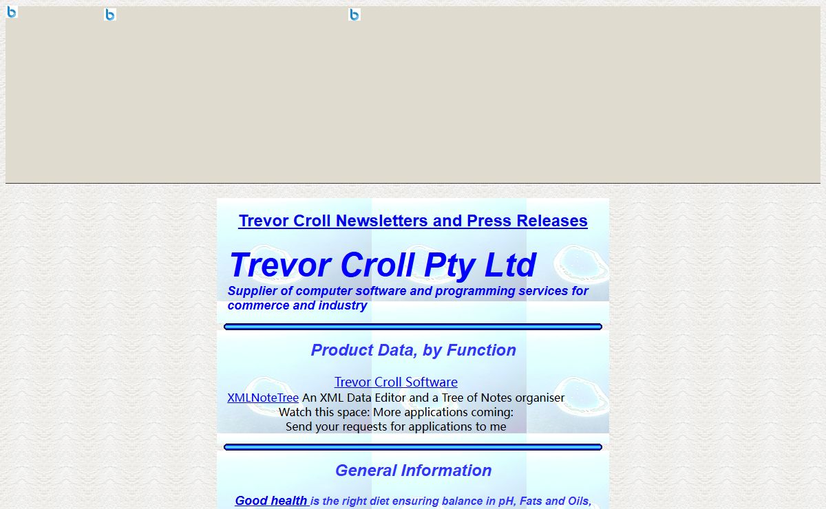 Trevor Croll Web Site Main Index Page