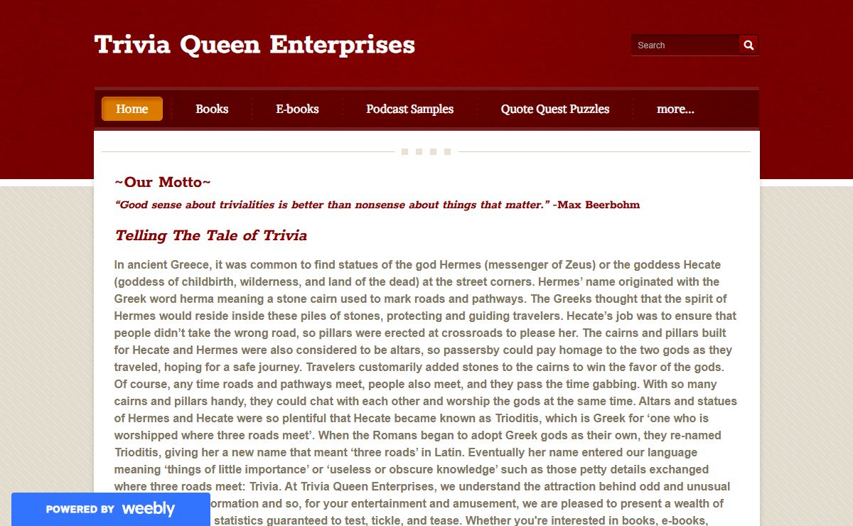Trivia Queen Enterprises - Home