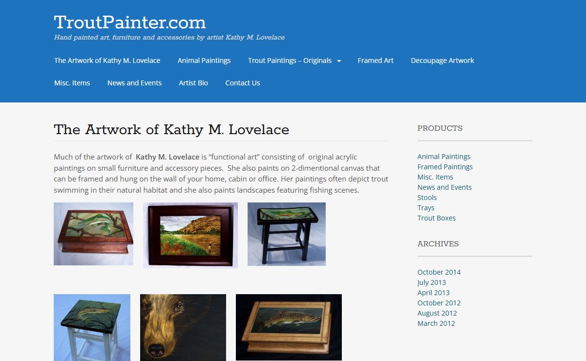 TroutPainter.com – Hand painted art, furniture and accessories by artist Kathy M. Lovelace