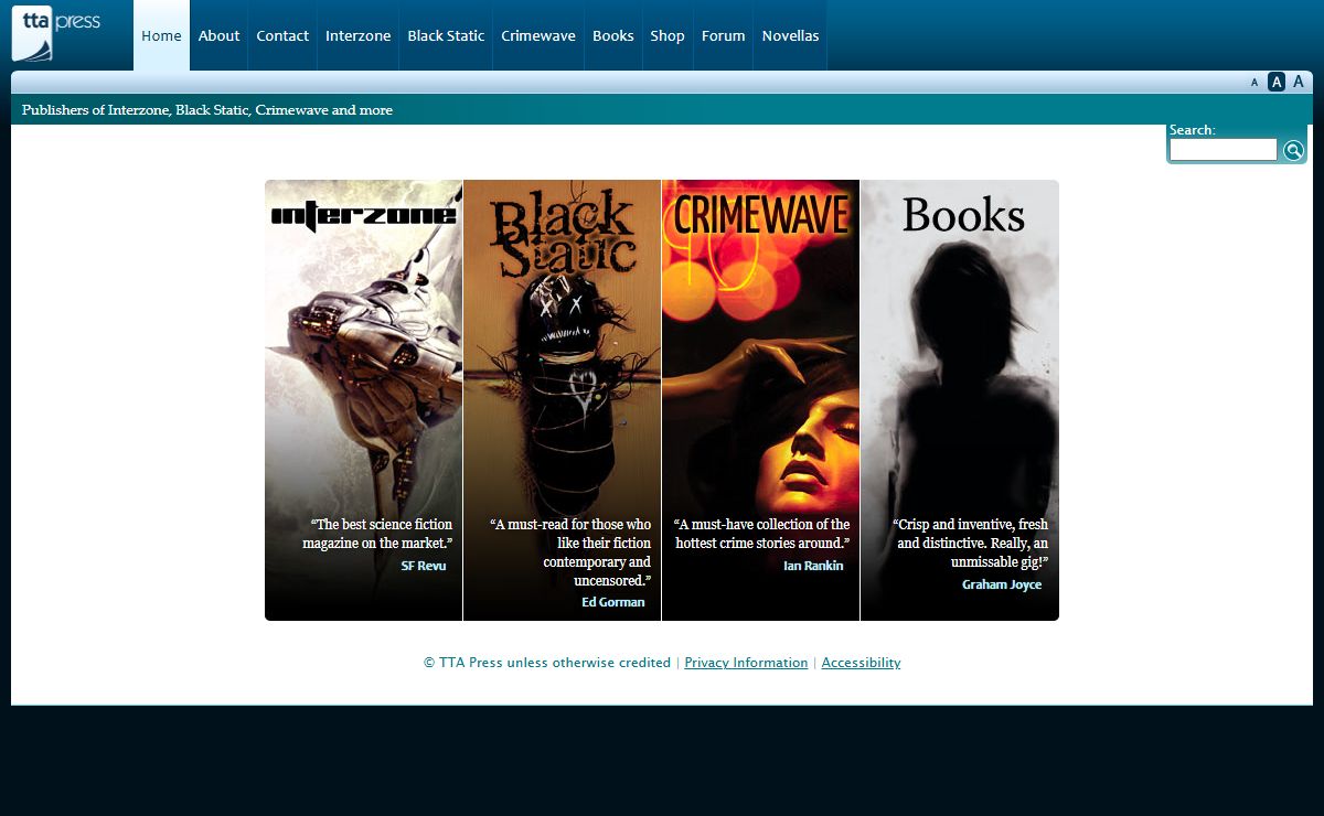 TTA Press - Publishers of Interzone, Black Static, Crimewave and more