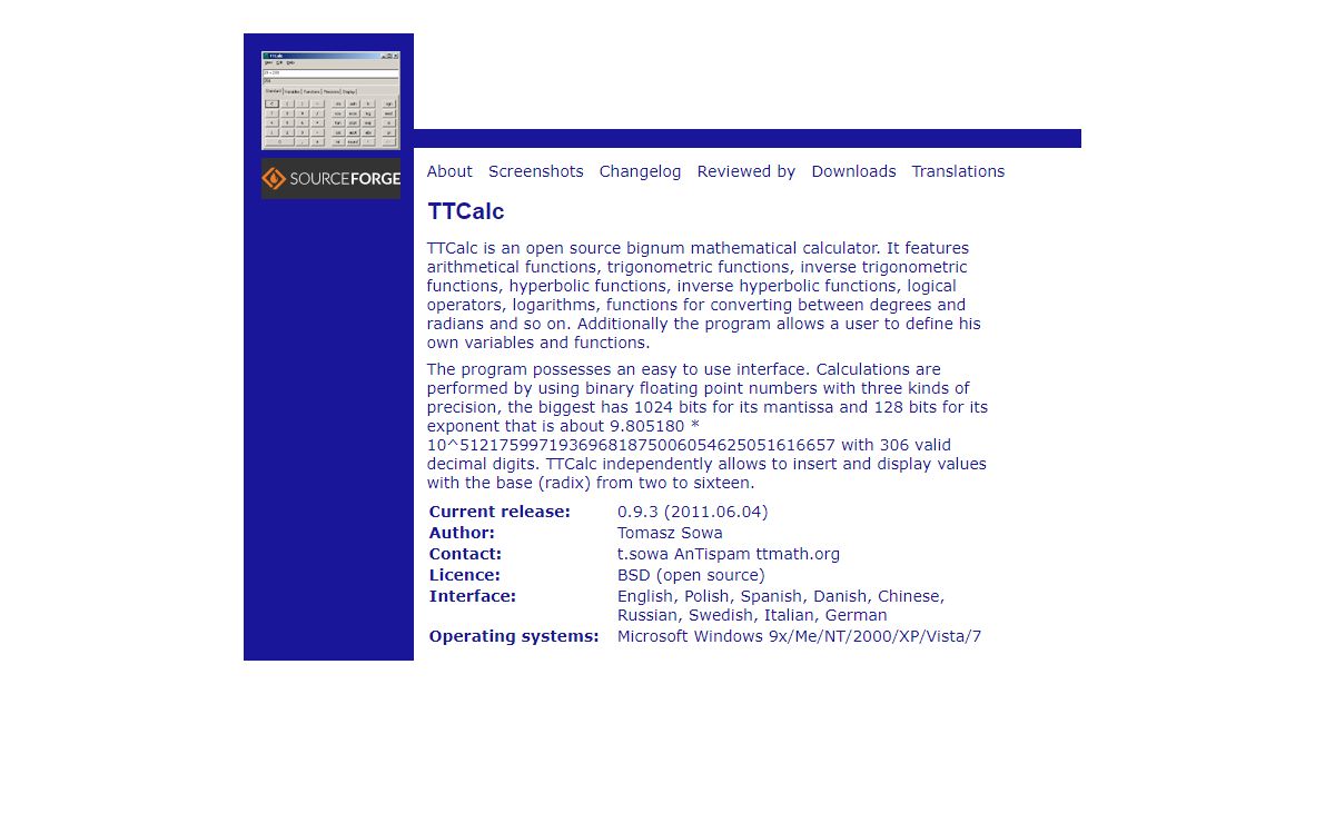 TTCalc - a mathematical bignum calculator
