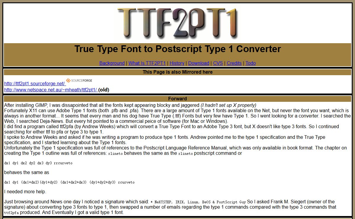 True Type Font to Postscript type 1 Converter