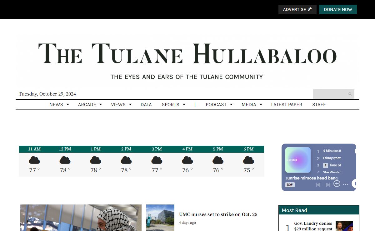 The Tulane Hullabaloo • Student newspaper serving Tulane University, Uptown New Orleans