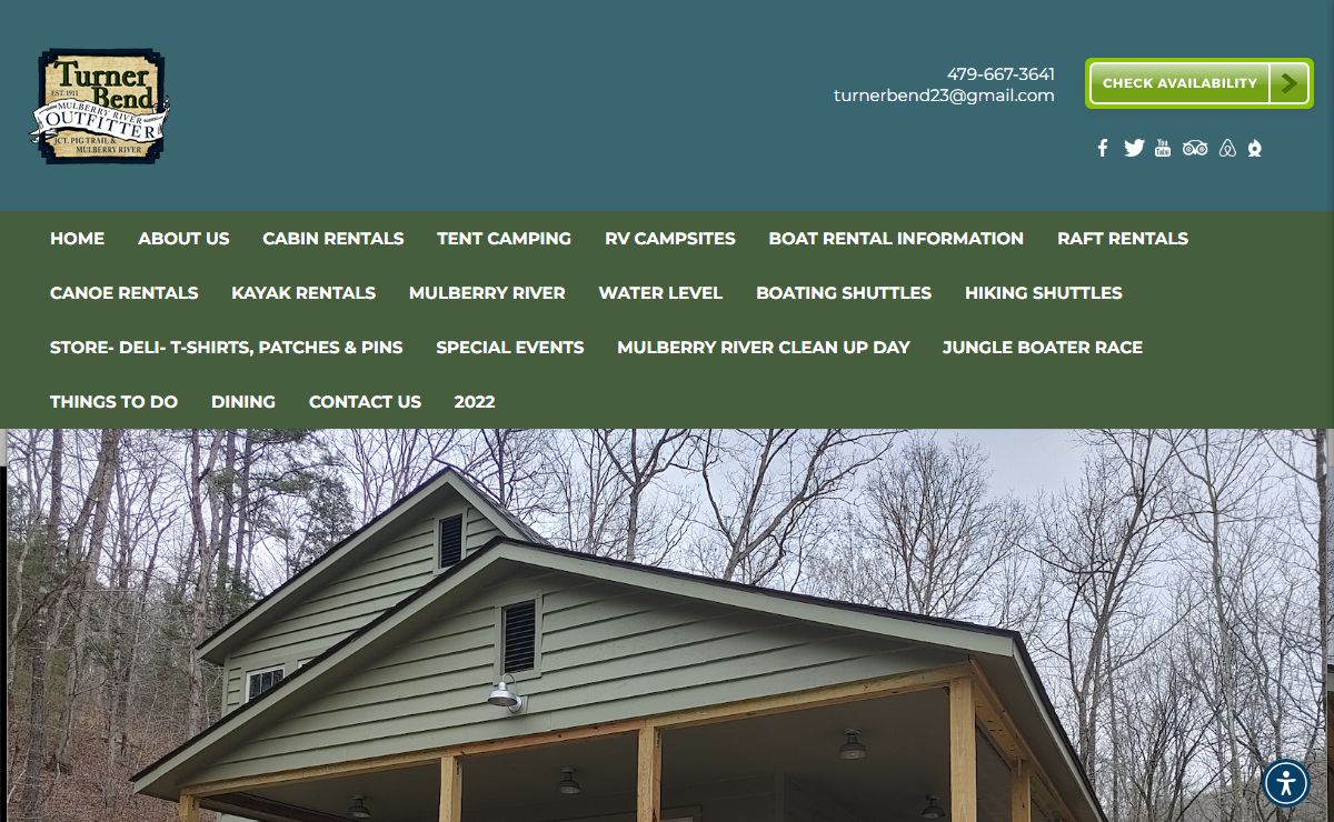 Cabin Rentals, RV and Tent Campground Next to the Mulberry River at Cass Arkansas