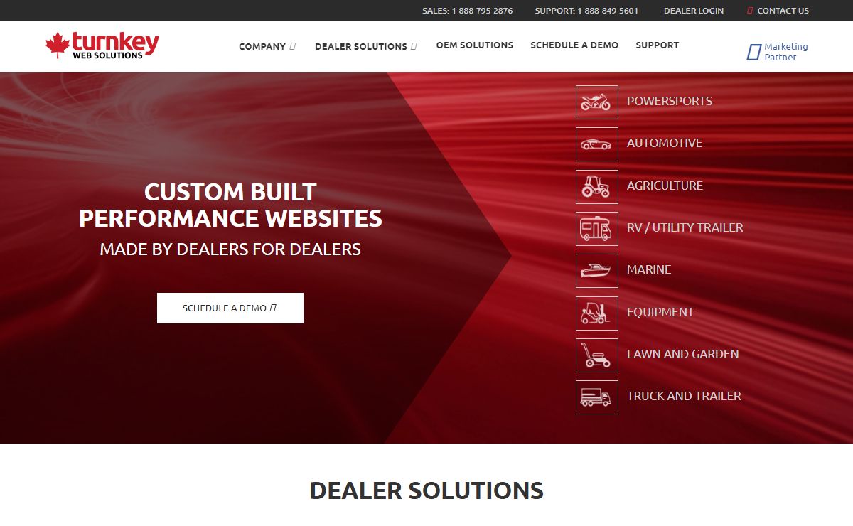 Turn Key Web Solutions Canada's Premier Website Provider builds Canadian Dealership Websites and Warranty Business Solutions
