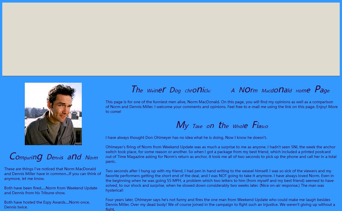 The Weiner Dog Chronicle: A Web Page for Norm MacDonald