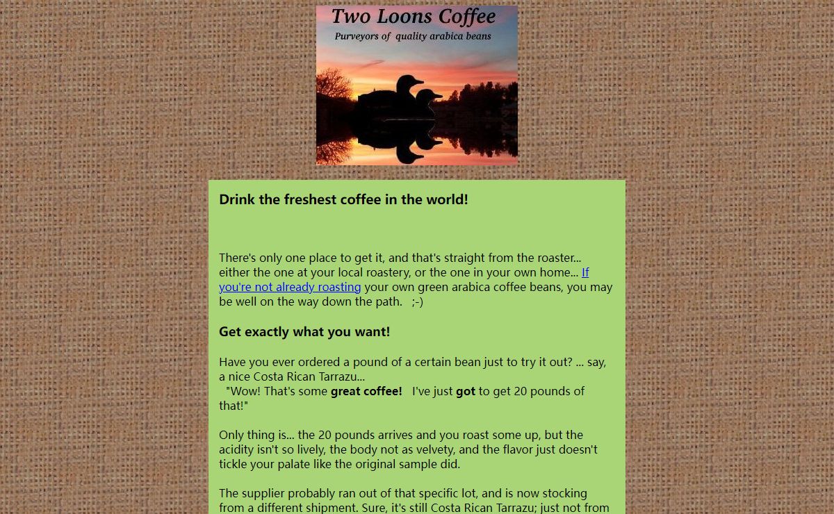 Two Loons Coffee - premium green & roasted arabica coffee beans