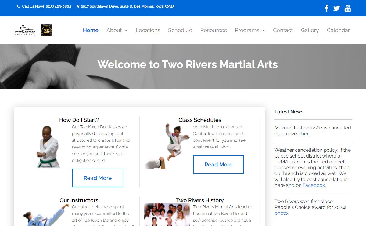 Two Rivers Martial Arts - Des Moines, Iowa, Tae Kwon Do, Self Defense, Tai Chi, Kobudo