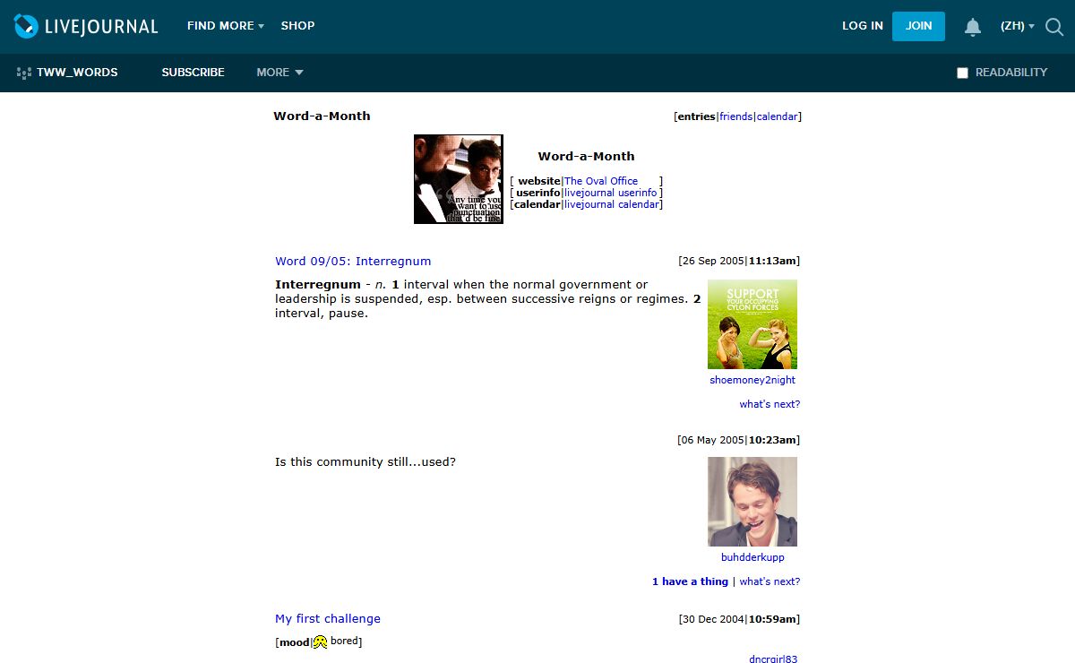 {WORD~A~MONTH} a west wing writing community