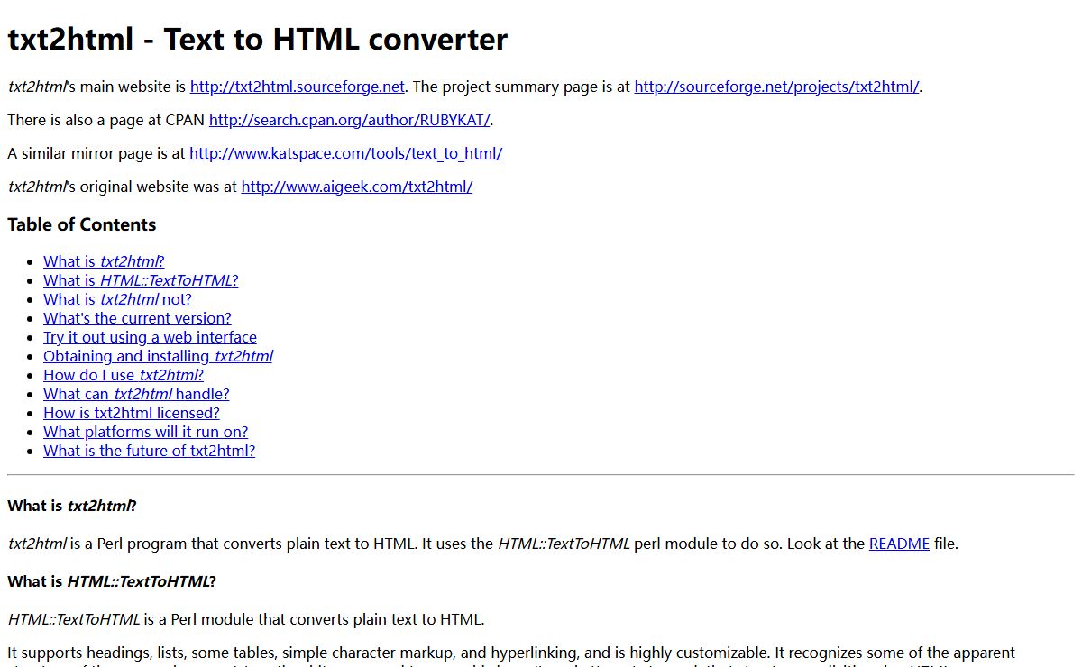 txt2html - Text to HTML converter