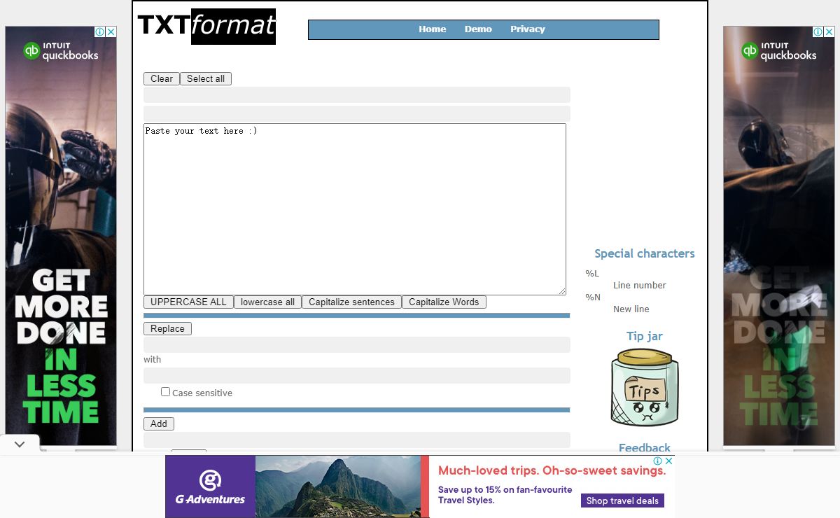 Online text formatting