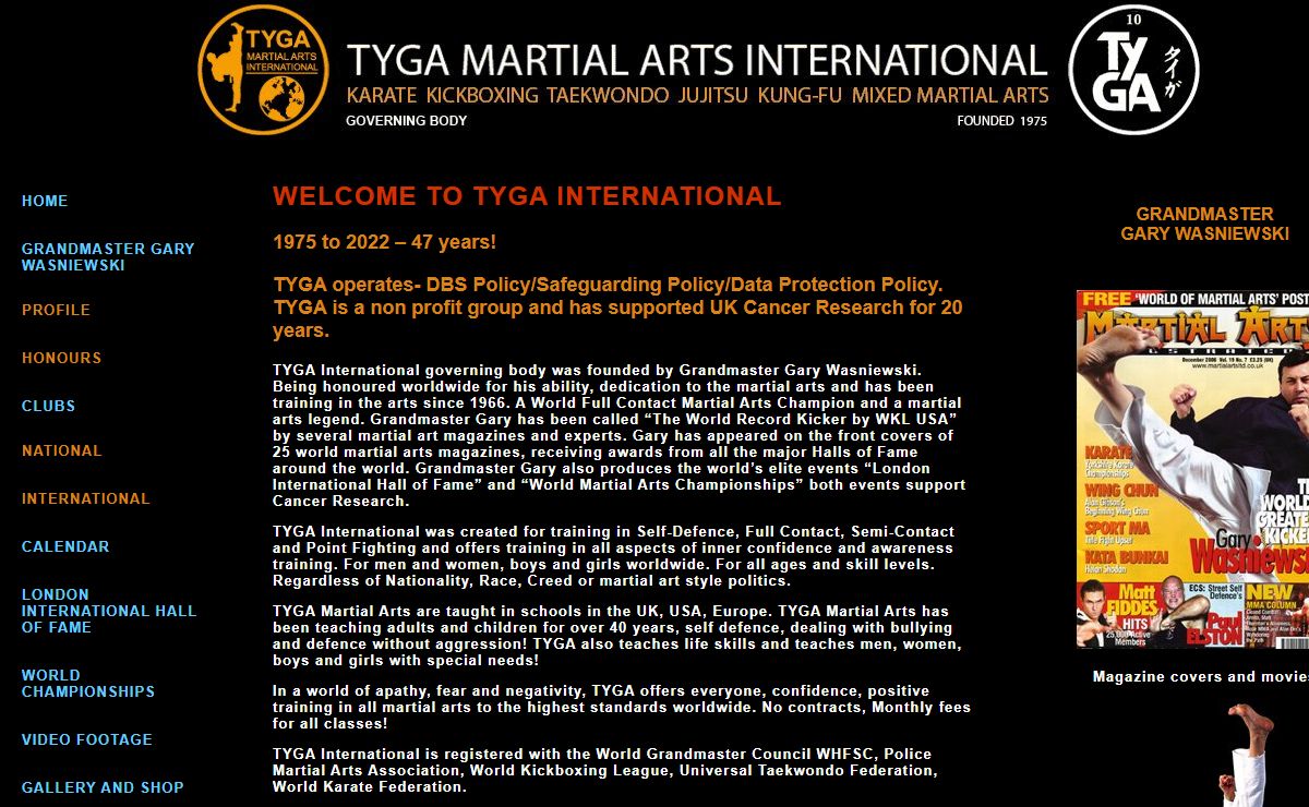TY-GA MARTIAL ARTS INTERNATIONAL | GARY WASNIEWSKI | KARATE | KICKBOXING | TAEKWONDO | JUJITSU | KUNG-FU