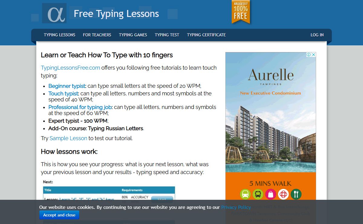 Typing Lessons - Learn How To Type with 10 fingers for free