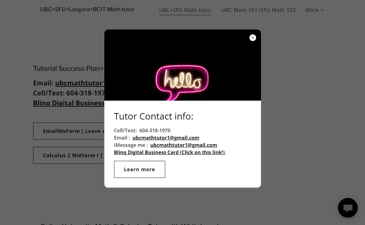 UBC+SFU Online Math tutor & Online Calculus tutor