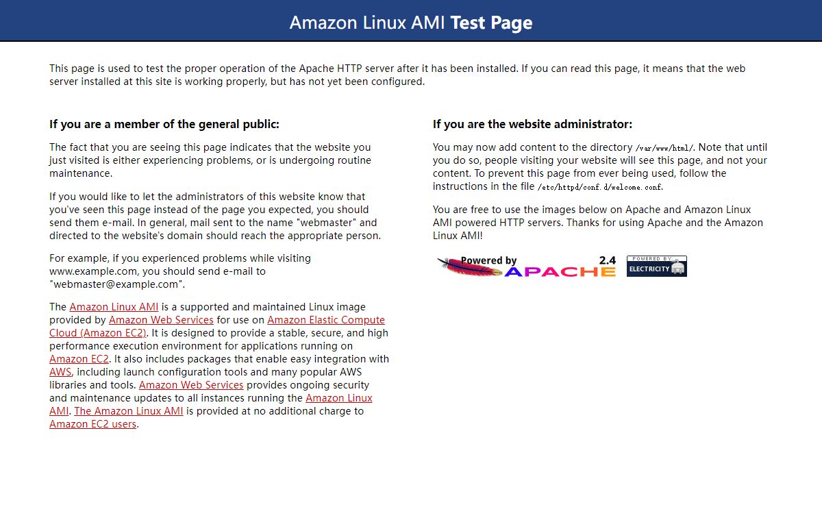 Test Page for the Apache HTTP Server on the Amazon Linux AMI