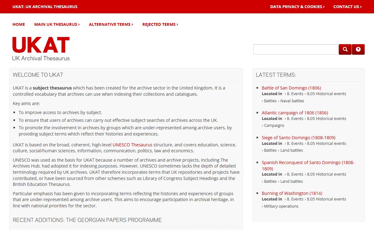UKAT - UK Archival Thesaurus | Home