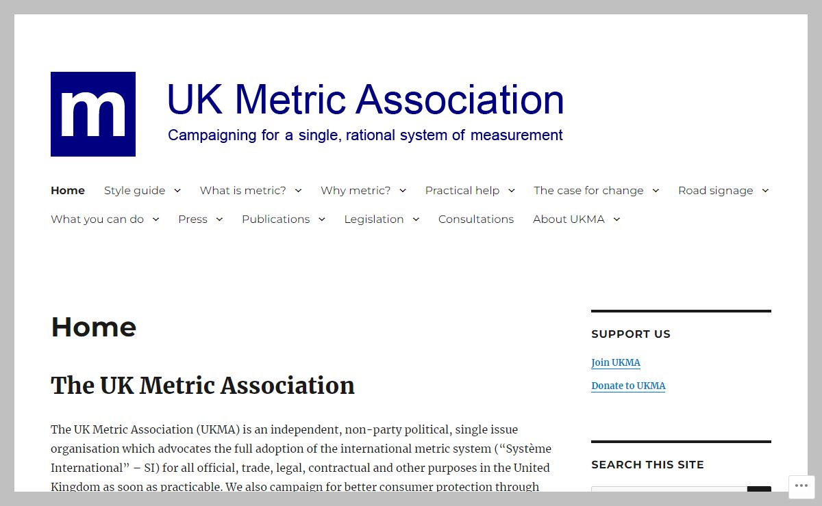 UK Metric Association – Campaigning for a single, rational measurement system
