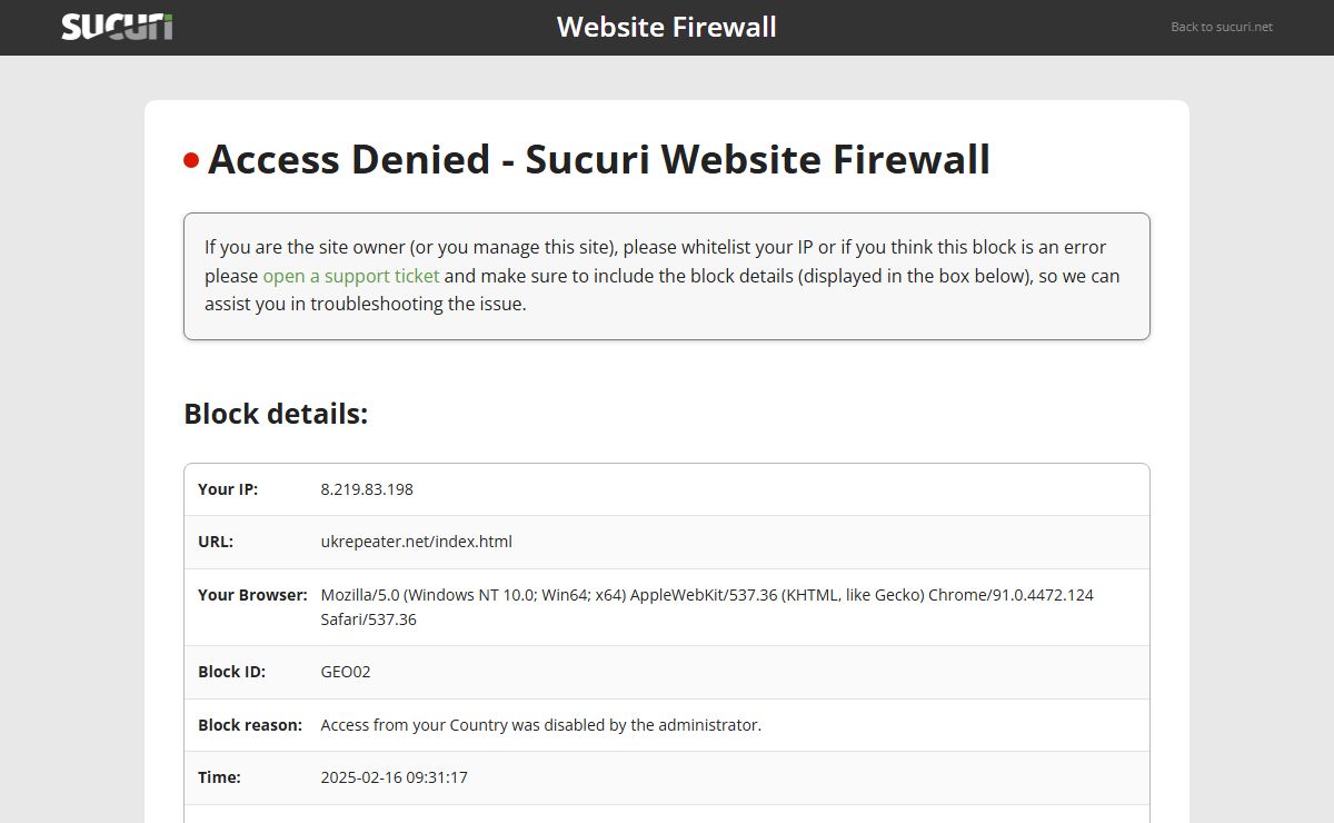Sucuri WebSite Firewall - Access Denied
