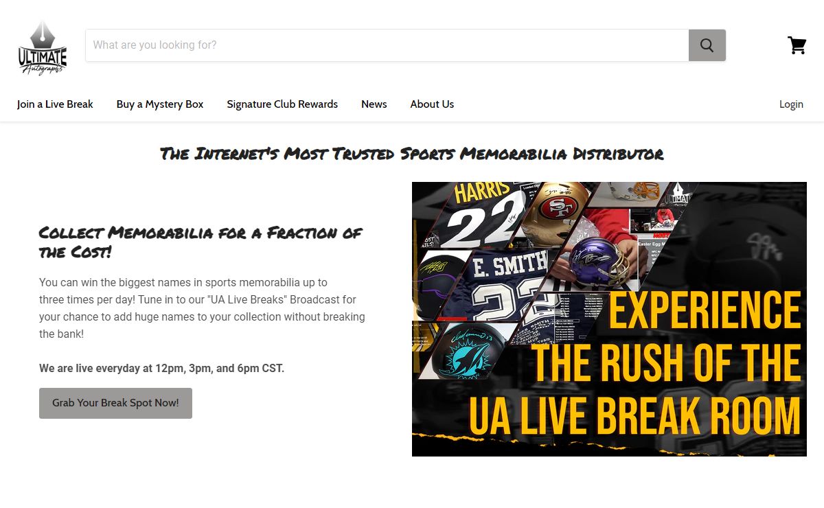 Ultimate Autographs - Home to Sports Memorabilia Box Breaks
