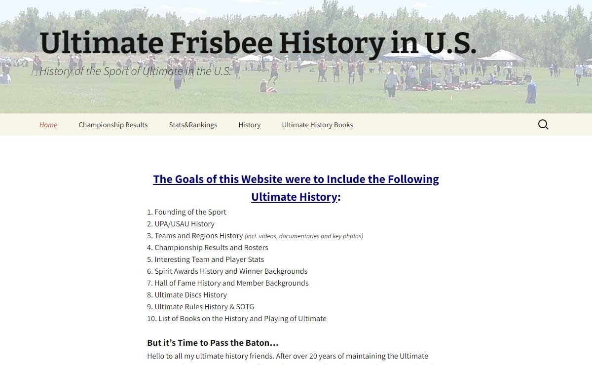Ultimate History | The History of the Sport of Ultimate Frisbee in the U.S.