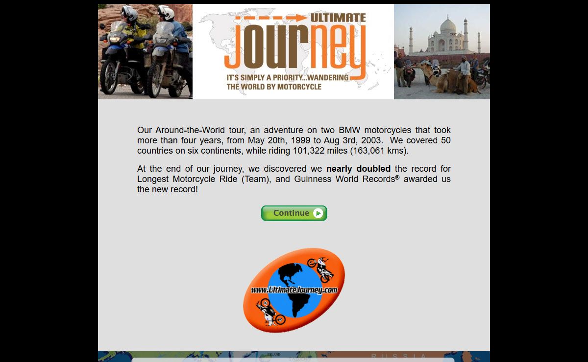 ULTIMATE JOURNEY -- Around-the-World motorcycle tour