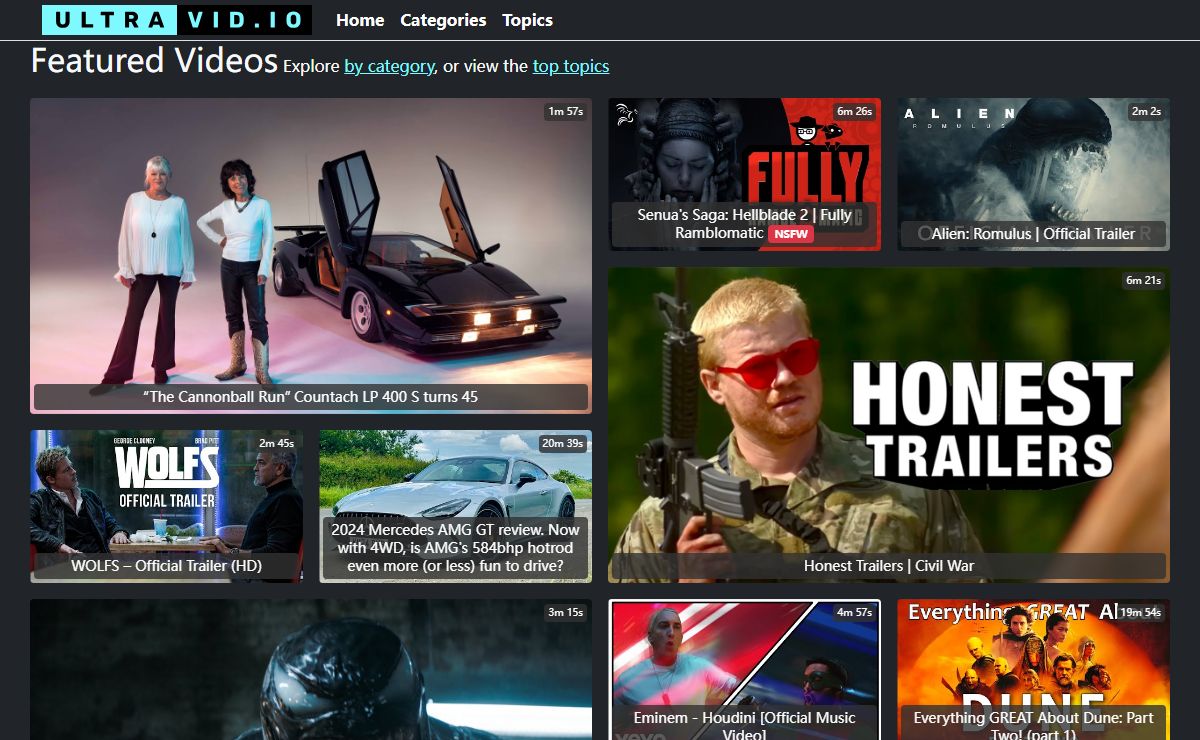 Videos, animation, movies and music - UltraVid.io