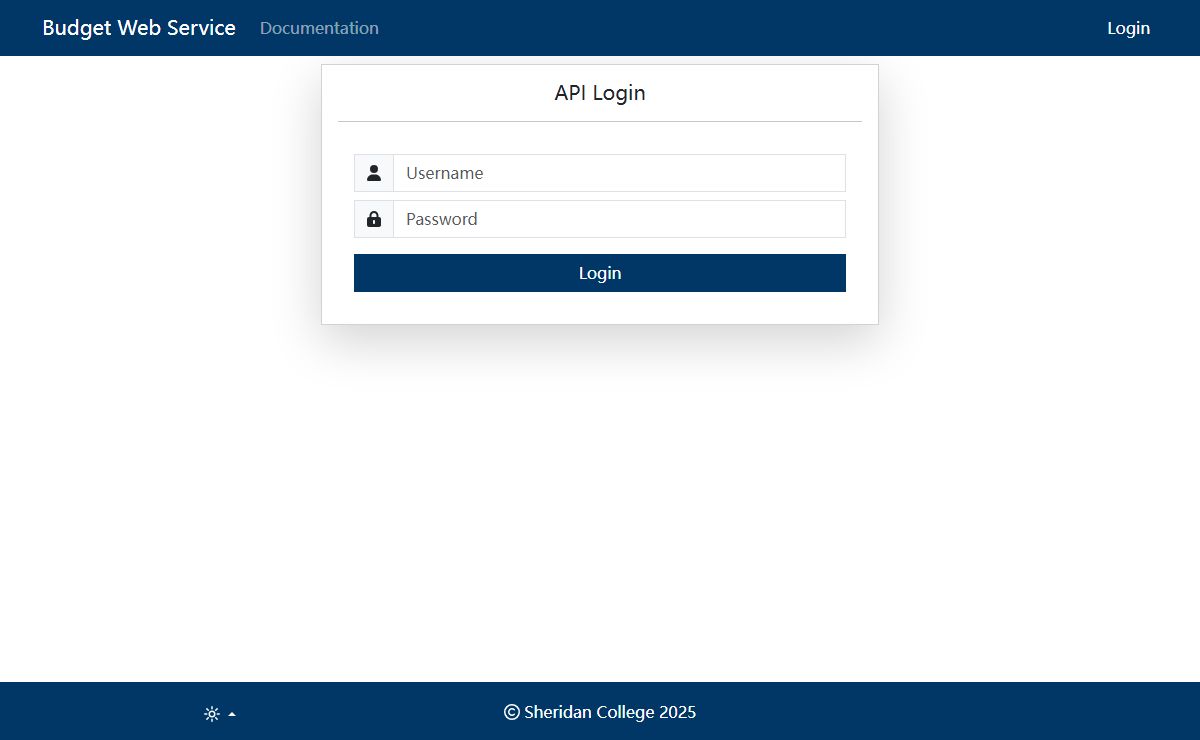Login - Budget Web Service