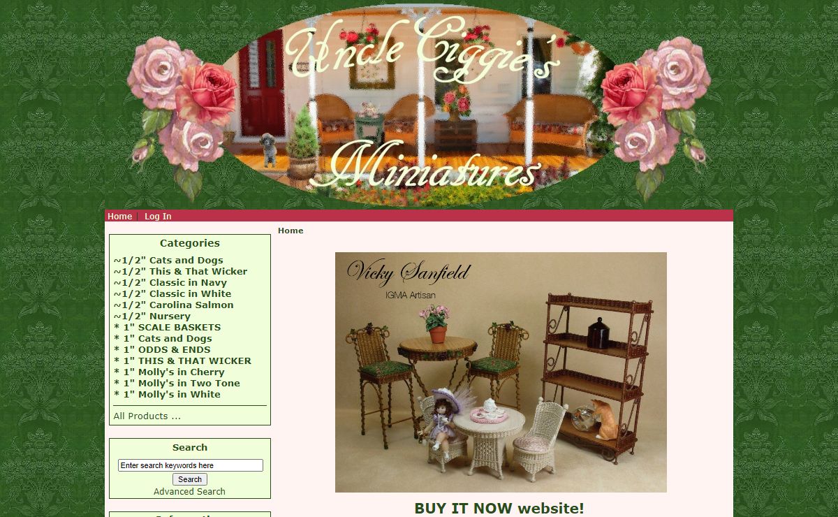 Miniature Wicker Furniture and Wicker Baskets by Uncle Ciggie's Miniatures, Uncle Ciggie's Miniature Wicker Furniture and Wicker Baskets are meticulously handcrafted in One Inch, Half Inch, and Quarter Inch Scale for miniature collectors and dollhouse miniature enthusiast.