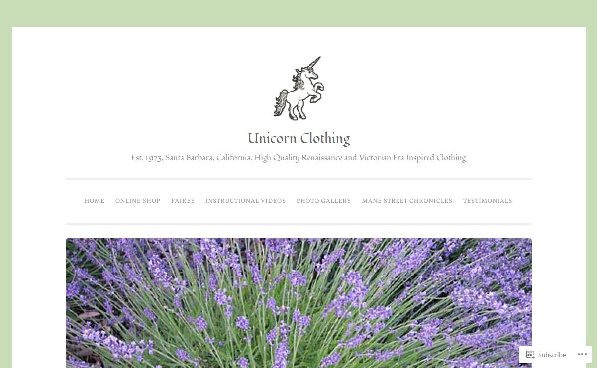 Unicorn Clothing | Est. 1973, Santa Barbara, California. High Quality Renaissance and Victorian Era Inspired Clothing