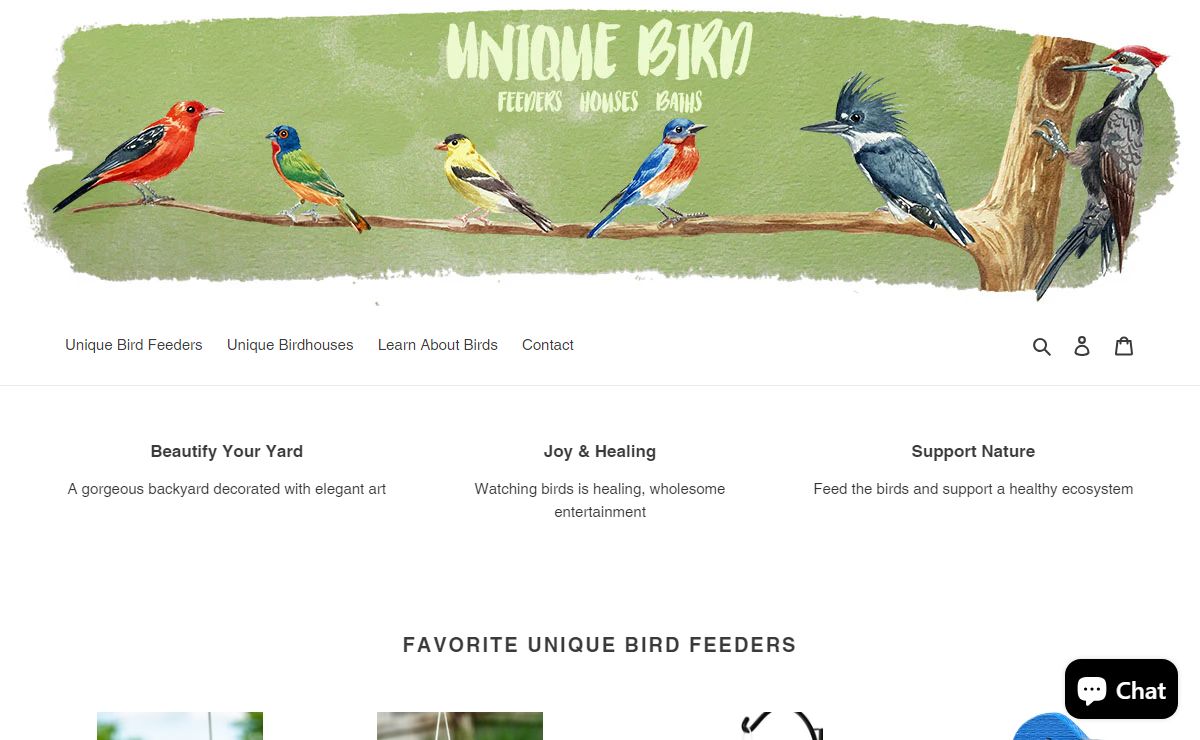 Unique Bird Feeders, Bird Baths, and Bird Houses – UniqueBird.com