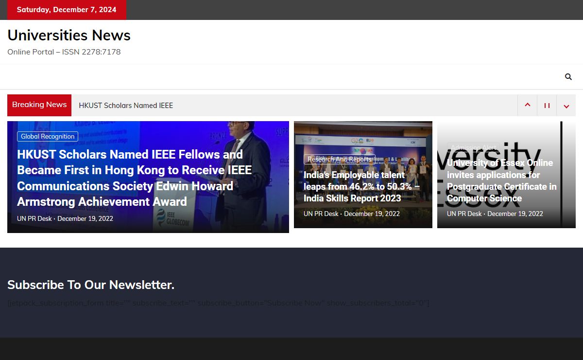 Universities News – Online Portal – ISSN 2278:7178