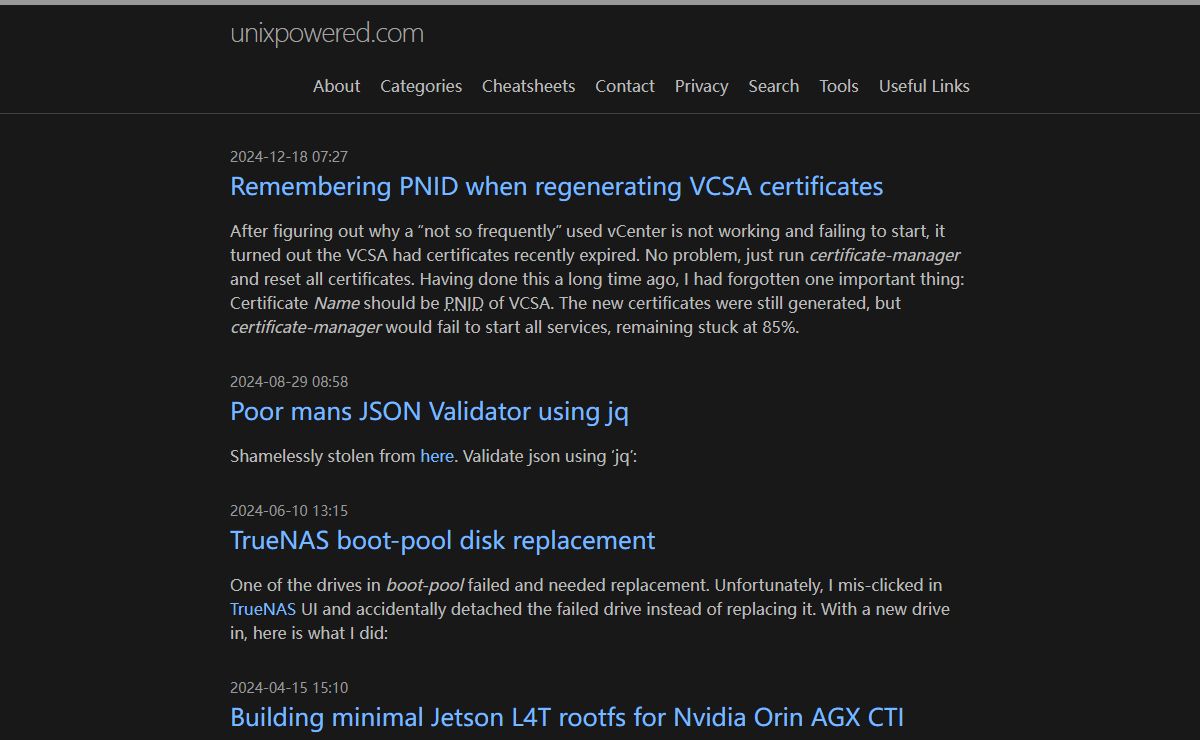 unixpowered.com | Unix Rocky Linux RedHat CentOS Solaris Networking VMware vSphere HowTo Tips