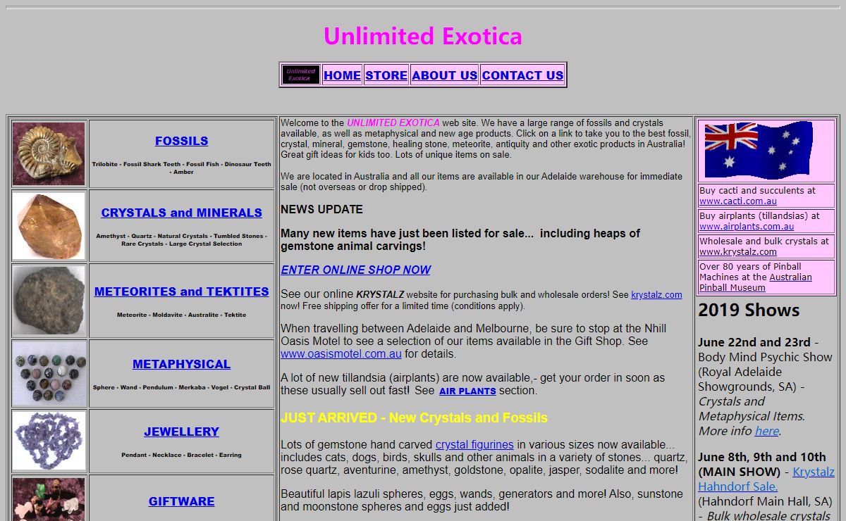 Unlimited Exotica - Crystal and Fossil Supplier