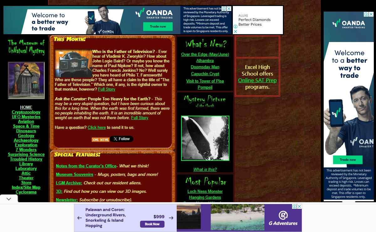 The Museum of Unnatural Mystery Homepage