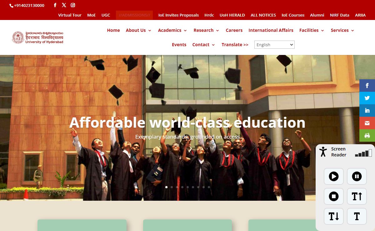 University of Hyderabad | India's Institution of Eminence