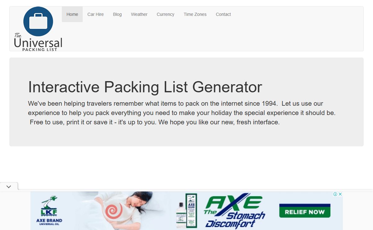 The Universal Packing List